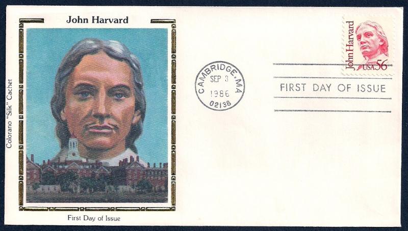 UNITED STATES FDC 56¢ John Harvard 1986 Colorano