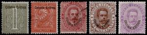 Eritrea Scott 1-2, 4, 7, 9 (1892) Mint/Used H F-VF, CV $59.50 B