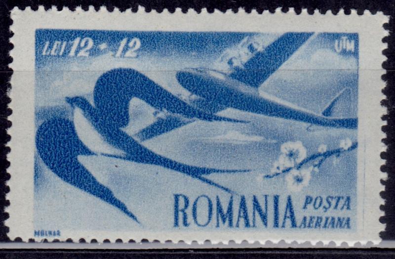 Romania, 1945, Swallow and Plane, sc#CB15, MNH