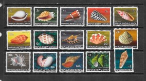 SHELLS - PAPUA NEW GUINEA #265-79  MNH