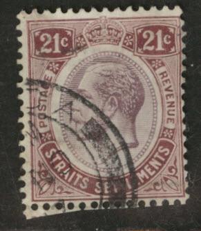 Straits Settlements Scott 160  KGV  wmk 3 21c 1912