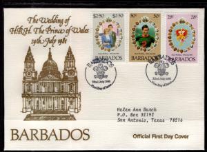 Barbados 547-549 Royal Wedding Typed FDC