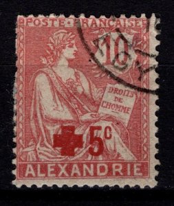 French PO in Alexandria 1915 Red Cross, 10c + 5c [Used]