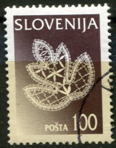 Slovenia Sc#303 Used, 100t multi, Traditional Lace Designs from Idria (1997)