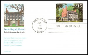 Scott UX148 15 Cents Isaac Royal House Fleetwood FDC Unaddressed