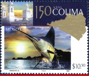 2544 MEXICO 2007 - 150 YEAR OF STATE COLIMA, FISH, ARCHITECTURE, CHURCHES, MNH