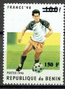 BENIN 2000 1279 150F 100€ FOOTBALL FRANCE 98 WORLD CUP OVERPRINT SURCHARGE MNH