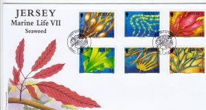 Jersey 2009  Marine Seaweed Set of 6 on official FDC