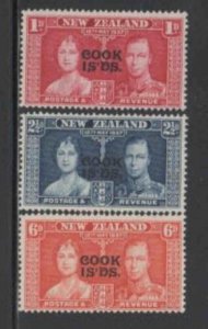 COOK ISLANDS #109-111 1937 CORONATION ISSUE MINT VF LH O.G bb