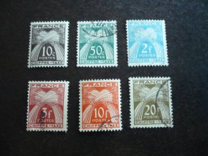 Stamps - France - Scott# J69,J71,J74,J75,J78,J79 - Used Part Set of 6 Stamps