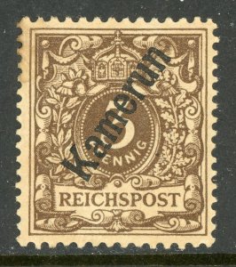 Germany 1897 Kamerun Cameroon 3 Pfennig Dark Brown Reichspost Scot #1b Mint L286