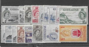 Gibraltar Sc #132-145  QE complete set with extra shades (3d, 4d, 6d) LH/NH VF