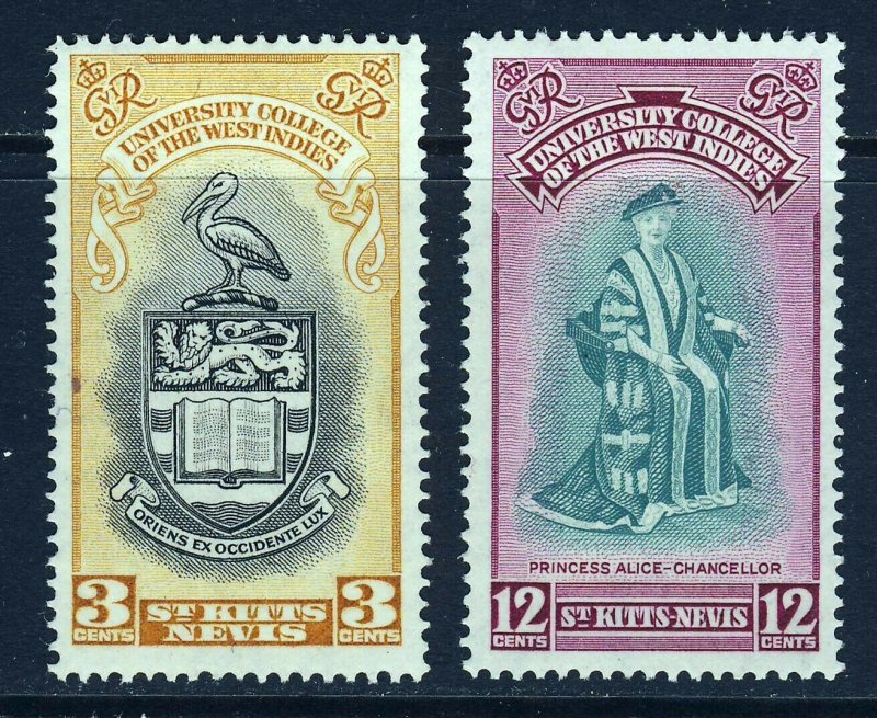 ST.KITTS-NEVIS KG VI 1951 The BWI University College Set SG 92 & SG 93 MINT