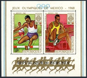 Burundi C92a perf & imperf,MNH.Mi Bl.29A-29B. Olympics Mexico-1968.Broad jump,