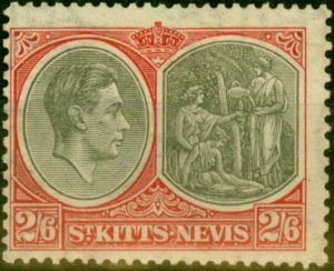 St Kitts & Nevis 1938 2s6d Black & Scarlet SG76 Good Mtd Mint (2)