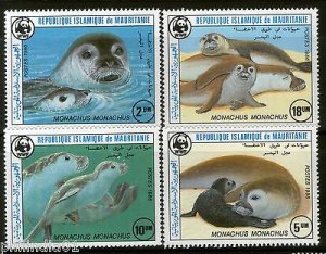 Mauritania 1986 WWF Monk seal Fish Marine Life Animal 4V Sc 597-600 MNH # 037