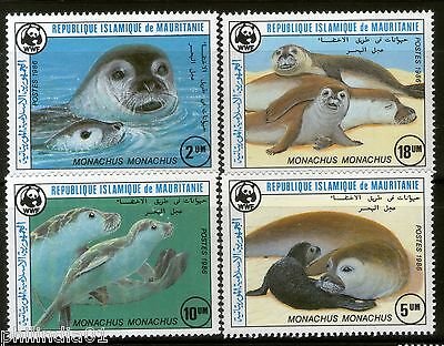 Mauritania 1986 WWF Monk seal Fish Marine Life Animal 4V Sc 597-600 MNH # 037