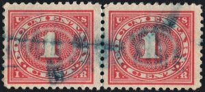 R228 1¢ Documentary Stamp Horizontal Pair (1917) Used