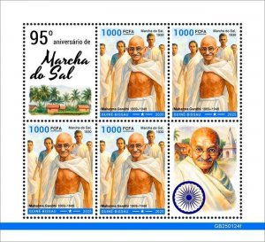 GUINEA BISSAU - 2025 - Gandhi's Salt March - Perf Souv Sheet - Mint Neve...