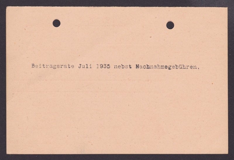 GERMANY 1935, Money order from Berlin with meter mark