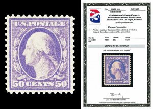 Scott 341 1909 50c Violet Washington Mint Graded XF 90 LH with PSE CERT