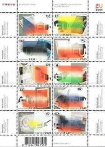 Netherlands 2004 EU enlargement set of 10 stamps in block / sheetlet MNH