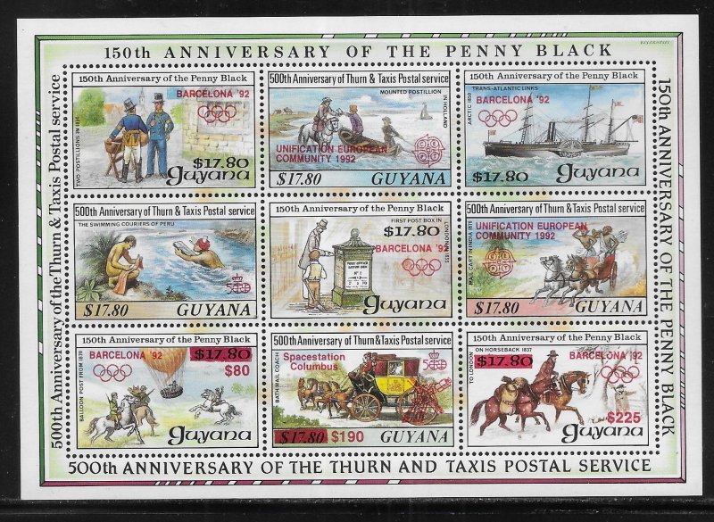 Guyana 2271 with Columbus, Olympics, EU Red Ovpt. Perf Not Listed MNH (sk13)