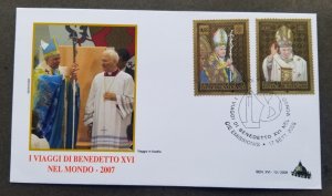 *FREE SHIP Vatican Travels Austria & Brazil Of Pope Benedict XVI 2008 (FDC)