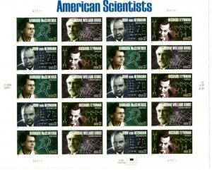 American Scientists Sheet of Twenty 37 Cent Postage Stamps Scott 3906-09