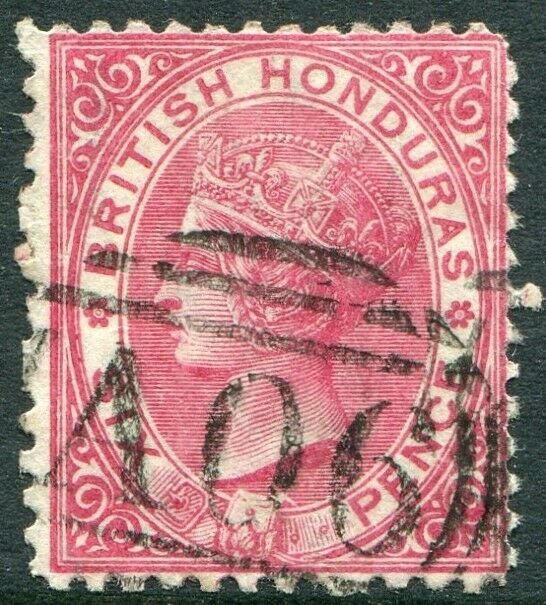 BRITISH HONDURAS-1874 6d Bright Rose-Carmine Sg 9a GOOD USED V48364