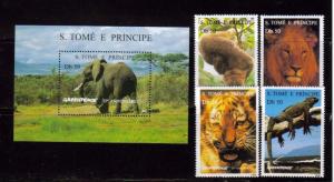 St Thomas & Principe 1237-41 Wild Animals Mint NH