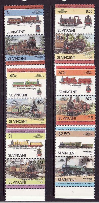 St. Vincent-Sc#833-8-Unused NH set-Trains-Locomotives-1985-