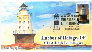 21-250, 2021, Mid-Atlantic Lighthouses, First Day Cover, Pictorial Postmark,