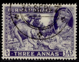 BURMA GVI SG57a, 3a blue-violet, FINE USED. Cat £13.