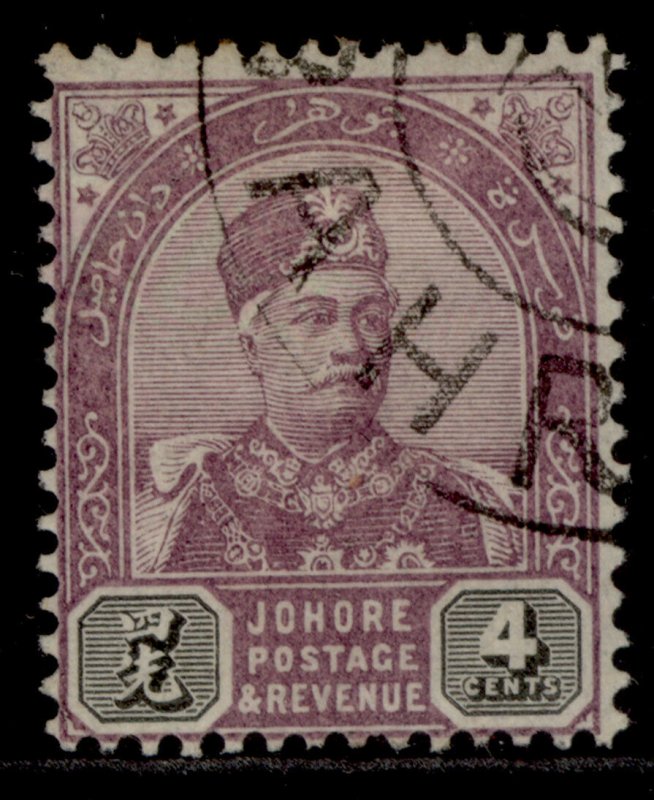 MALAYSIA - Johore QV SG24, 4c dull purple & black, FINE USED. Cat £21. 