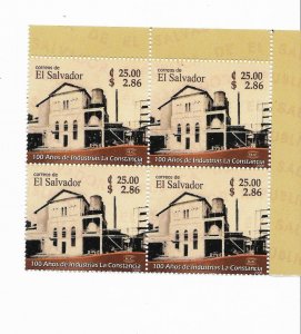 EL SALVADOR 2006, BREWERY LA CONSTANCIA, INDUSTRY, BEER, BLOCK OF FOUR MNH