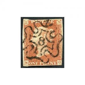 1841 Penny Red (NG) Fine 8 in Cross