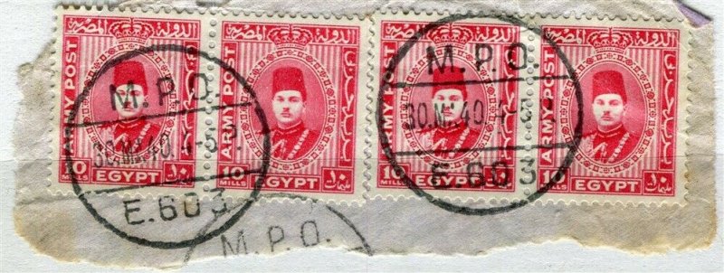 EGYPT; 1939 British Military Post issue fine used POSTMARK Piece