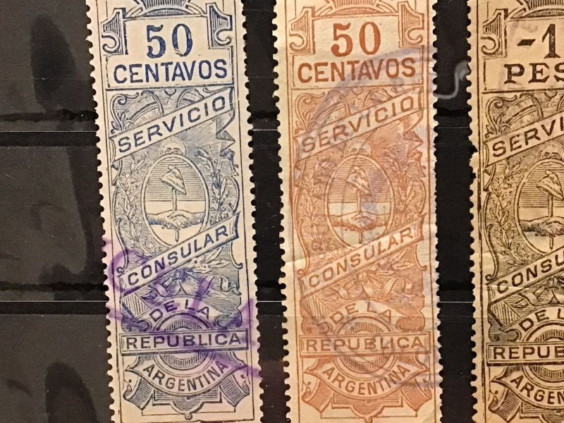 Argentina vintage Consular  Revenue stamps Ref 59028 