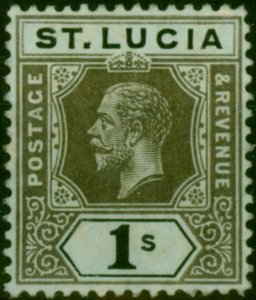 St Lucia 1918 1s on Blue-Green Olive Back SG85a Fine VLMM