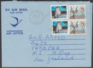 RHODESIA 1970 formular aerogramme used to New Zealand ex Bulawayo...........N160