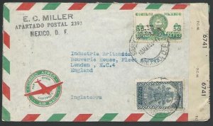 MEXICO 1943 Commercial airmail censor cover to UK..........................10612