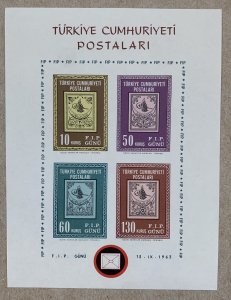 Turkey 1963 Stamps-on-Stamps MS, MNH. Scott 1601, CV $2.00.  Isfila BL 11