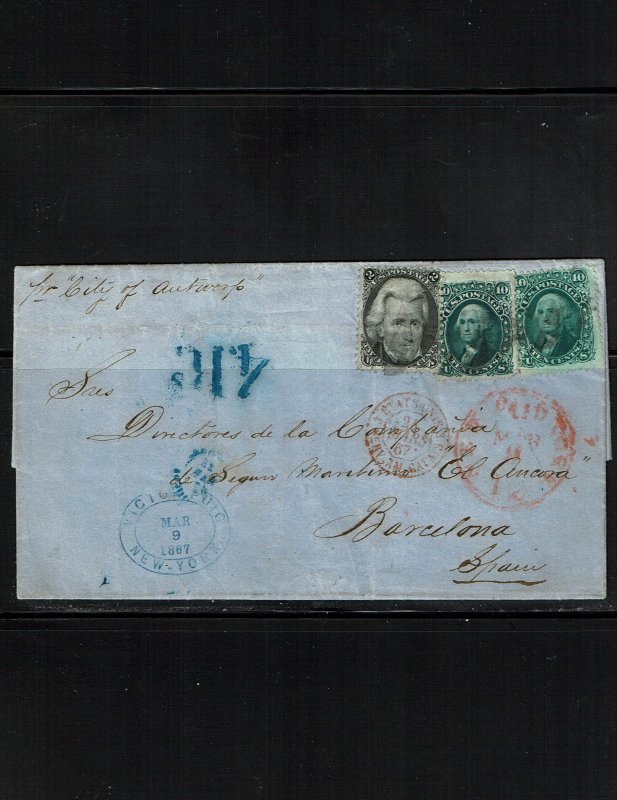 Scott #68 x (2) and 73 x (2) F/VF used on cover.