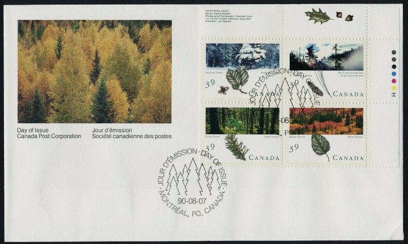 Canada 1286a TR Plate Block on FDC - Winter scenes