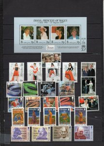 GIBRALTAR 1998-1999 SET OF 25 STAMPS & S/S MNH