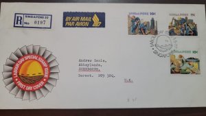 P) 1977 SINGAPORE, LABOUR DAY, AIRMAIL, CIRCULATED COVER, REGISTERED, FDC XF