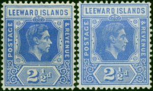 Leeward Islands 1938-42 2 1/2d Both Shades SG105 & 105a Fine LMM (2)