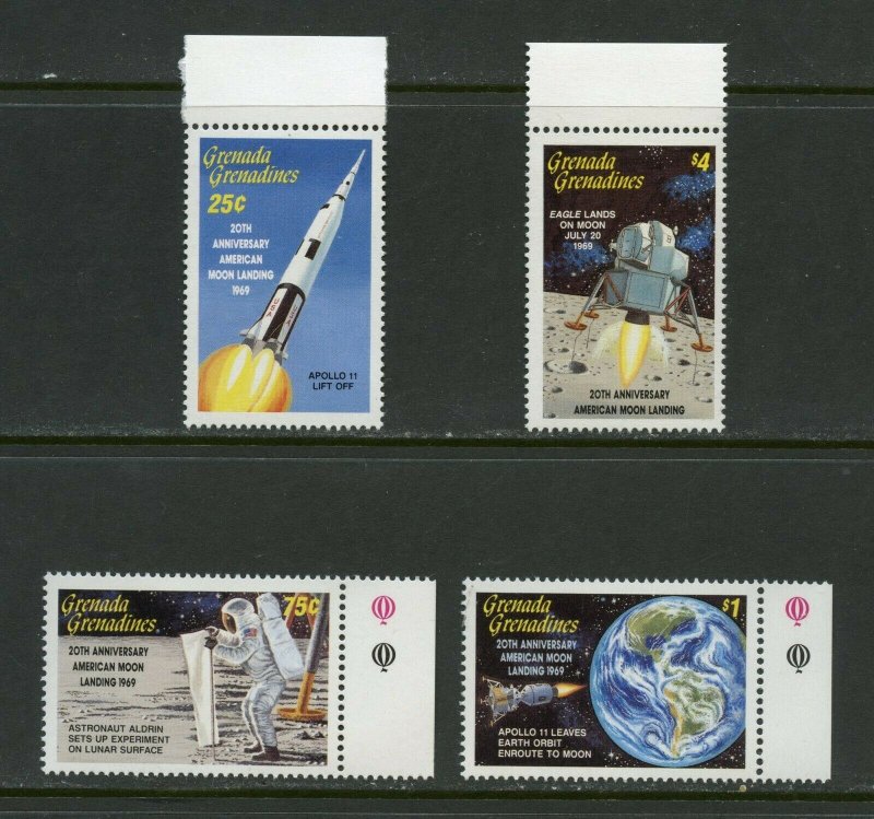 GRENADA GRENADINES APOLLO 11 20th ANNIVERSARY OF THE MOON LANDING SET MINT NH