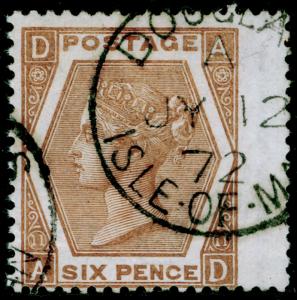 SG122a, 6d chestnut plate 11, FINE used, CDS. ISLE OF MAN. AD